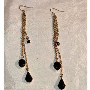 Women's Long Dangle Drop Earrings Gold Tone Chain Pierced Elegant Evening